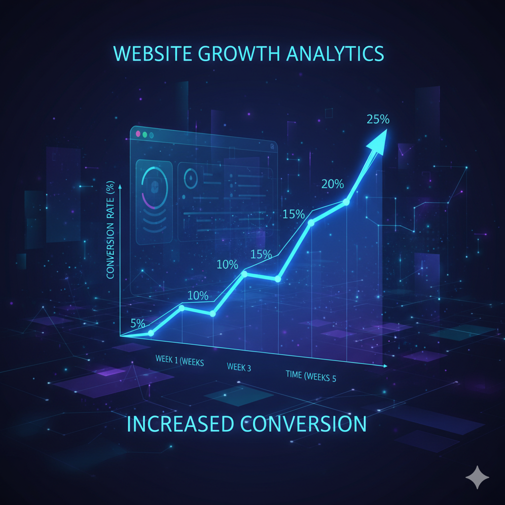 Gráfica mostrando el aumento de la tasa de conversión de una página web